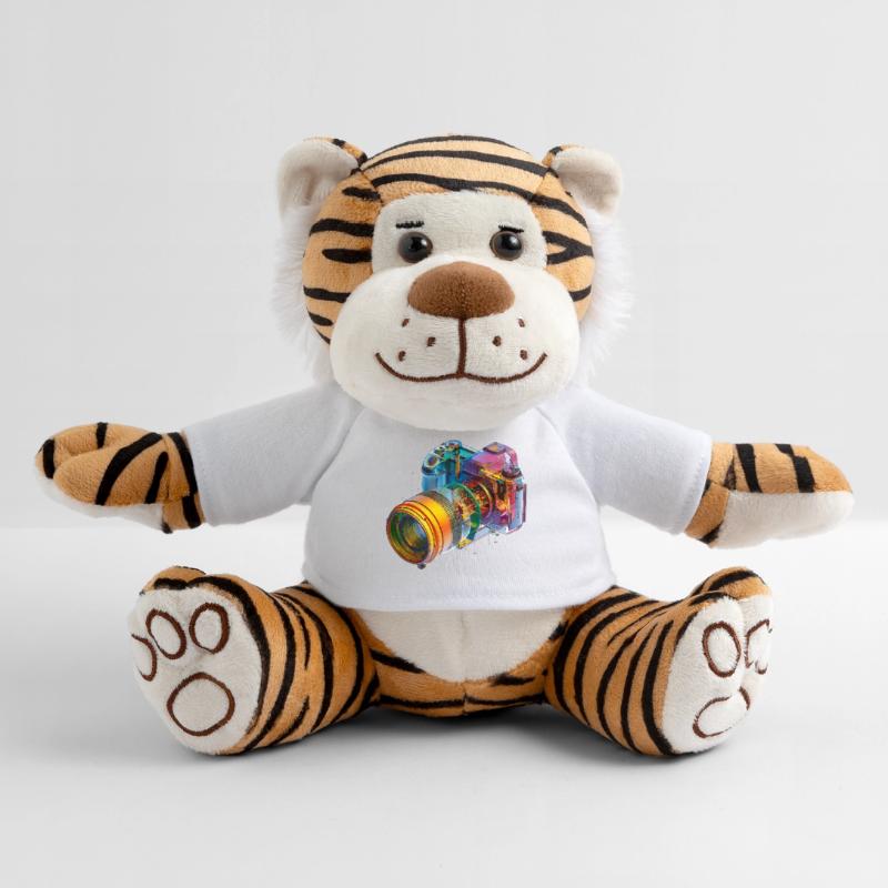 Caméra arc-en-ciel comme conception CAO dans l’explosion de couleurs Peluche Tigre