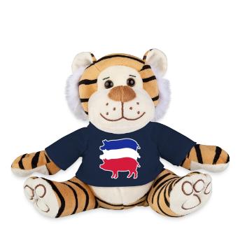 Porc tricolore rayé - Peluche Tigre - bleu marine - Devant