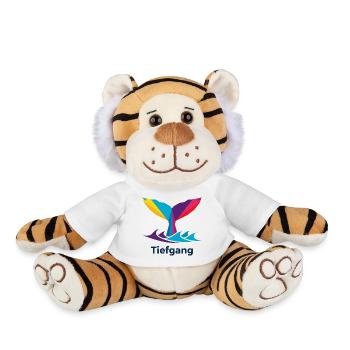 Abstract colorful whale fin with "draught" - Plush Tiger - white - Front