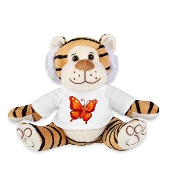 Oranger Schmetterling - Plüschtiger - Weiß - Vorne