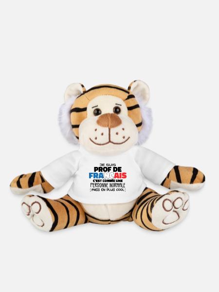 Je Suis Prof De Français Cadeau Prof - Peluche Tigre - blanc