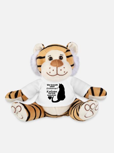 Katzen vs Einhörner Einhorn Katze Fun Geschenk - Plüschtiger - Weiß