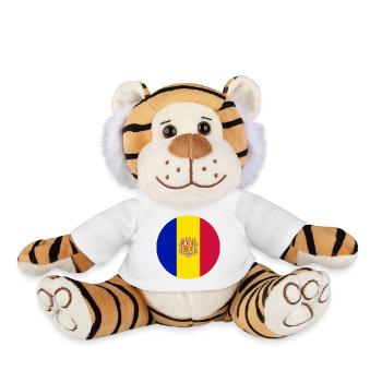 round sticker flag of Andorra runder Aufkleber - Plush Tiger - white - Front