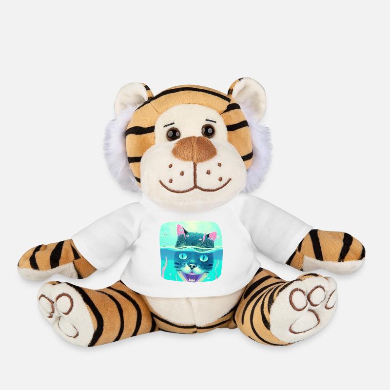 Diving Cat - Plush Tiger - white