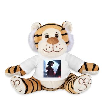 Serene Enigma: Captivating Anime-Style Portrait - Plush Tiger - white - Front