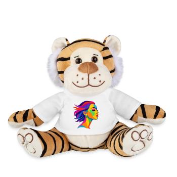 Femme Pop Art Colorée – Colorful Art Design - Peluche Tigre - blanc - Devant