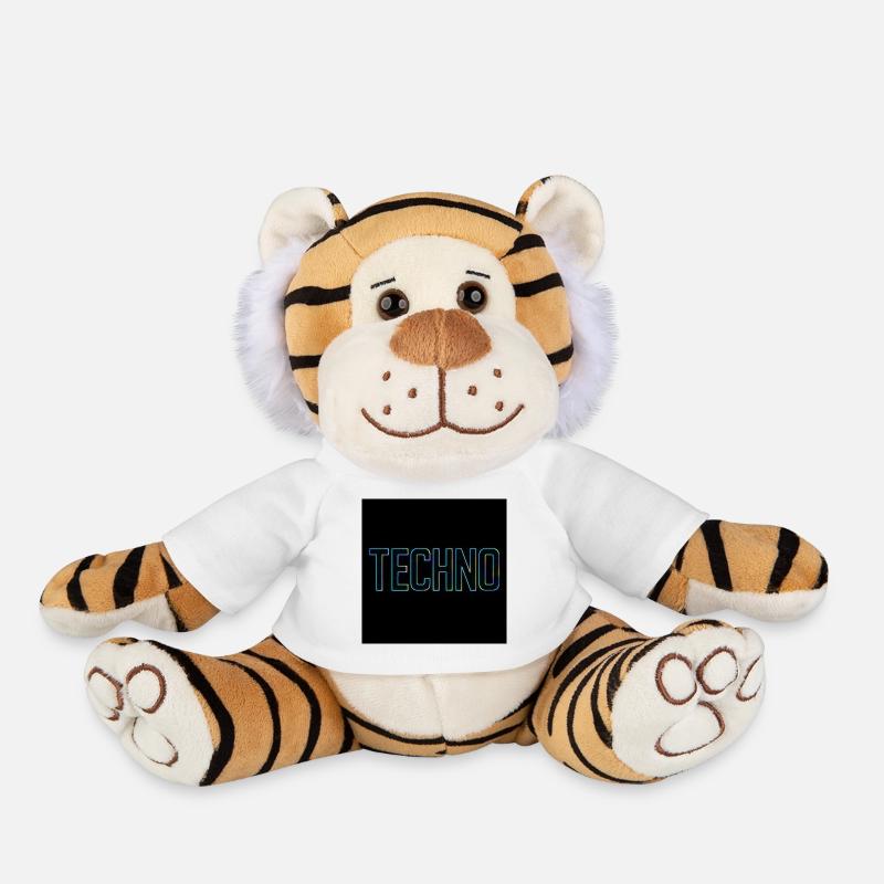 Neon Techno lettering on black - Plush Tiger - white