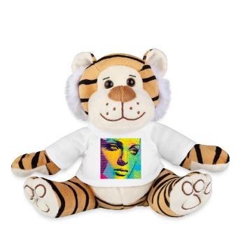 Colorful Pop Art Portrait - Plush Tiger - white - Front