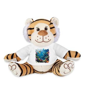 Colorful marine life underwater landscape - Plush Tiger - white - Front