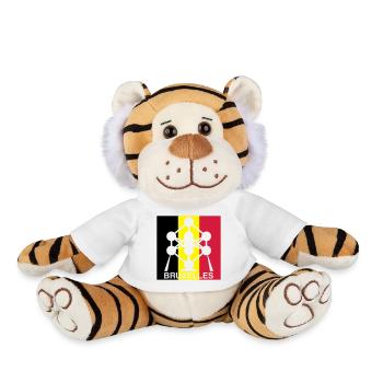Atomium Bruxelles – Motif du Carré du Drapeau Belge - Peluche Tigre - blanc - Devant