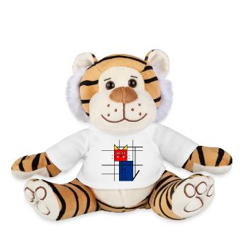 Art abstrait du chat - Mondrian géométrique - Peluche Tigre - blanc - Devant
