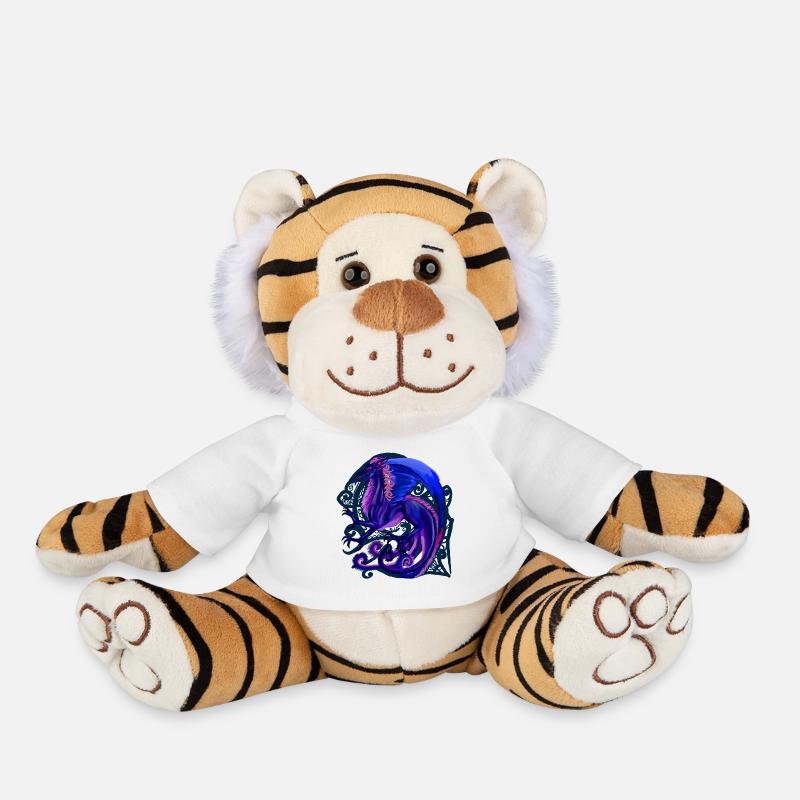 blue dragon - Plush Tiger - white