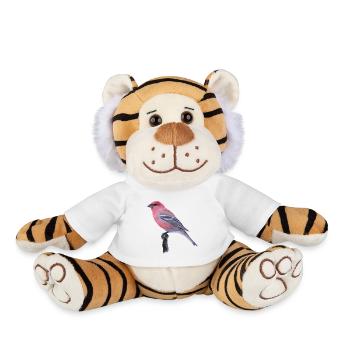 Cardinal aquarelle sur branche - Peluche Tigre - blanc - Devant