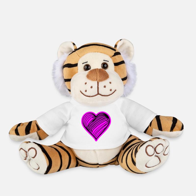 Heart Symbol Love - Plush Tiger - white