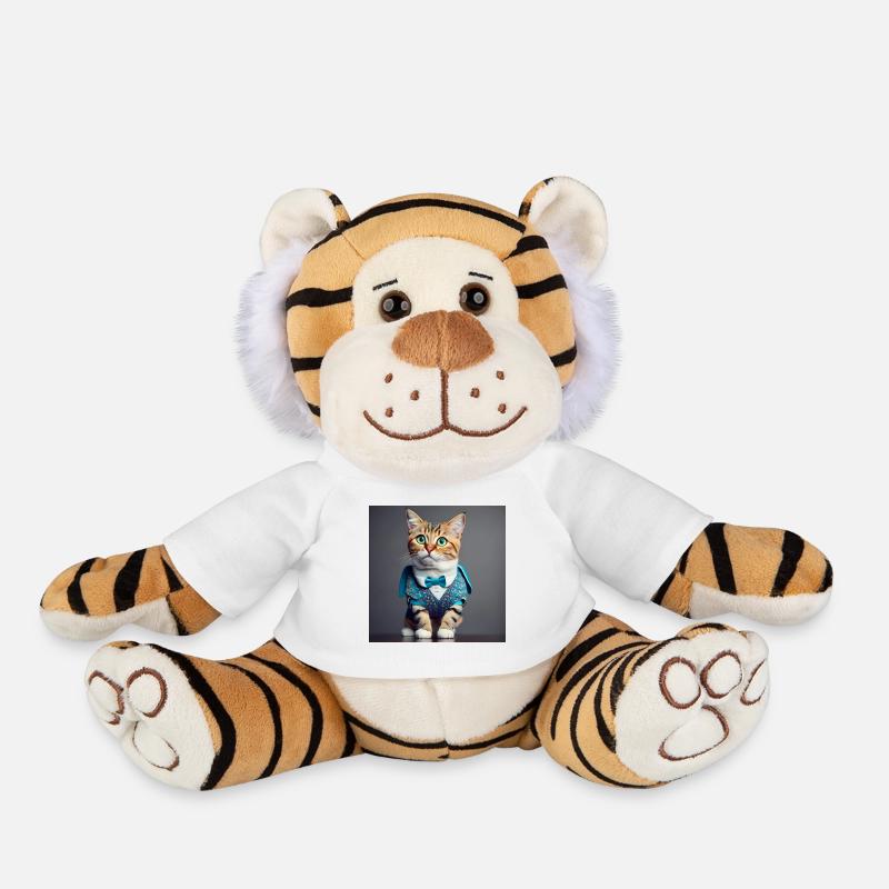 cat green eyes - Plush Tiger - white