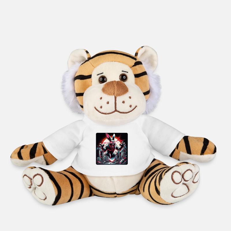Attention à la catastrophe du lapin - Peluche Tigre - blanc