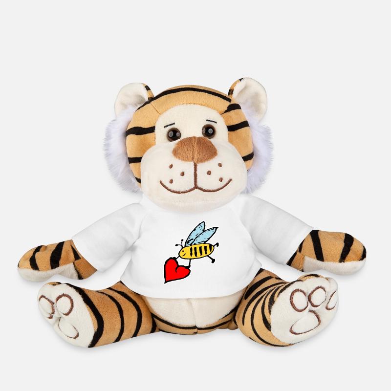 sweet bee with a big heart - Plush Tiger - white