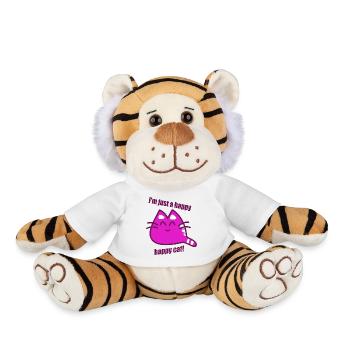 chat chat heureux cadeau maman fille fille - Peluche Tigre - blanc - Devant