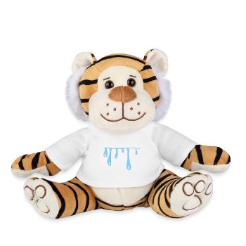 gouttes d’eau motif de ligne de bave - Peluche Tigre - blanc - Devant