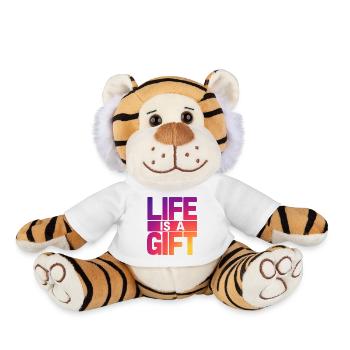 Tropical Vibes: Life is a Gift - Plush Tiger - white - Front
