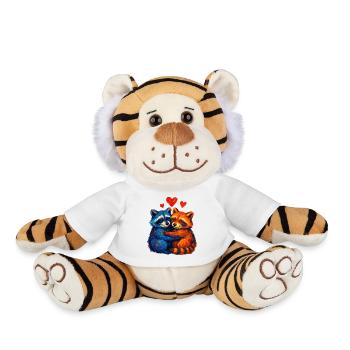 Des ratons laveurs câlins bleus et orange - Peluche Tigre - blanc - Devant