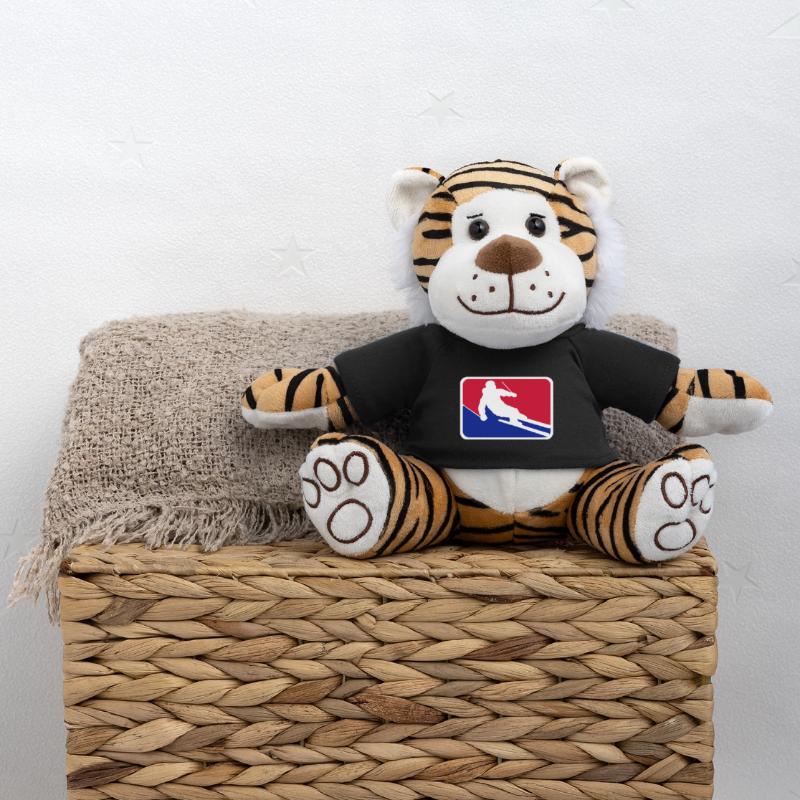 blue red button frame shield ski drive down Plush Tiger