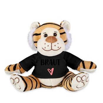 Bride's heart bachelor party wedding - Plush Tiger - black - Front