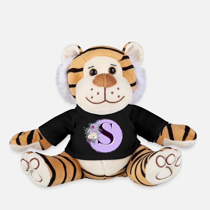 lettre S Couronne de fleurs - Peluche Tigre - noir