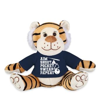 Funny billiard saying - Plush Tiger - french navy - Front