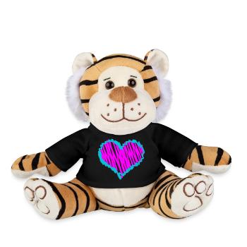 Pink Heart - Plush Tiger - black - Front