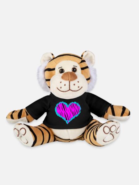 Pink Heart - Plush Tiger - black