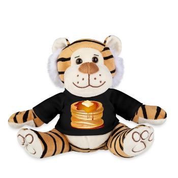 Pancakes Motif with Butter Flake and Maple Syrup - Plush Tiger - black - Front