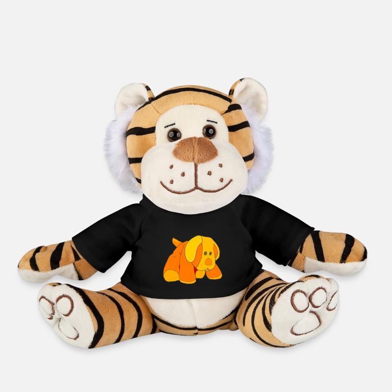 Small orange plush dog. - Plush Tiger - black