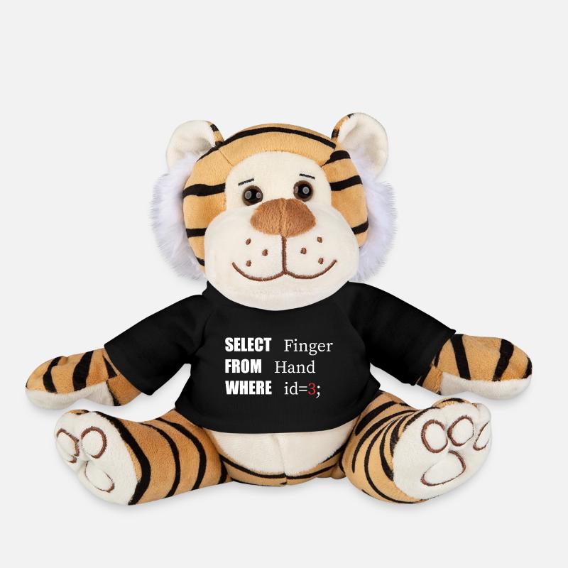 Doigt de sélection à la main, code amusant. Langage des codeurs - Peluche Tigre - noir