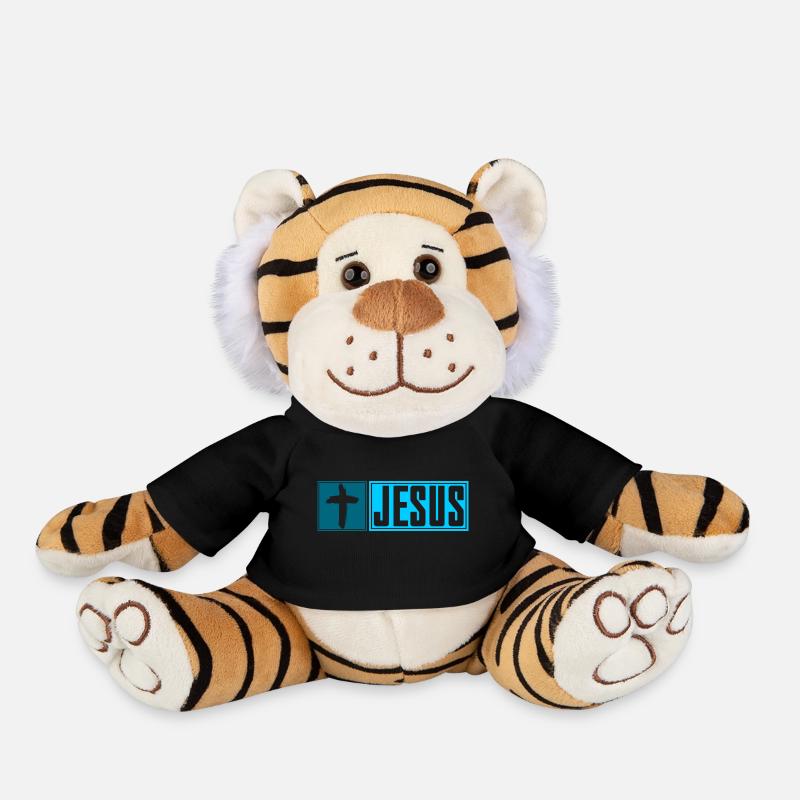 Croix de JÉSUS -bleu- - Peluche Tigre - noir
