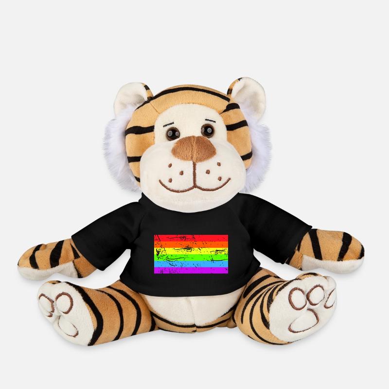 Drapeau arc-en-ciel Grunge - Peluche Tigre - noir