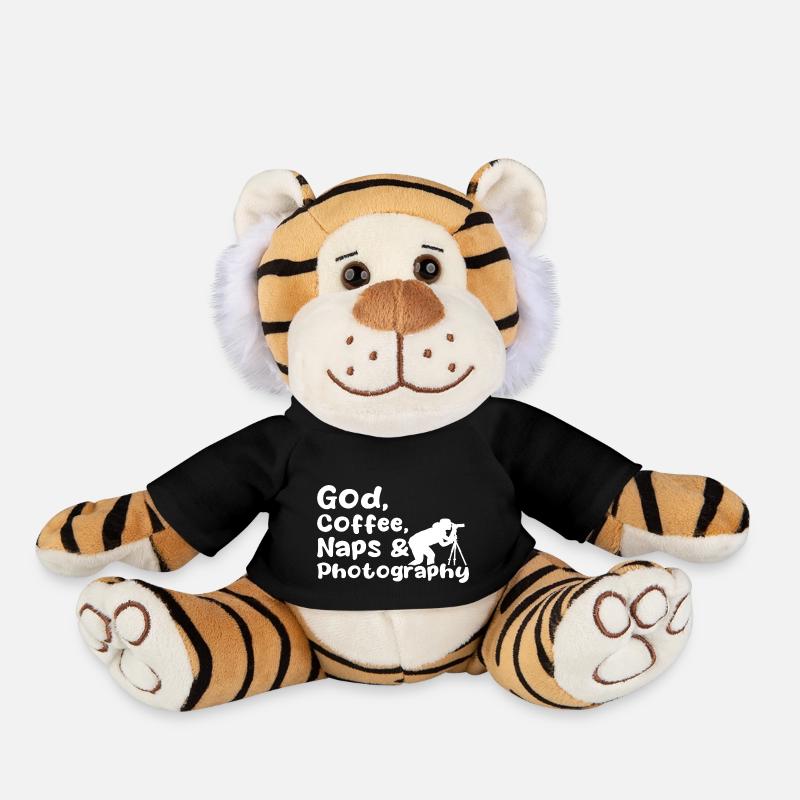 God, Coffee, Naps & Photography - Plush Tiger - black