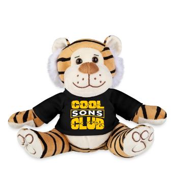 Cool Sons Club Groovy Retro Dad Mom Father's Day - Plush Tiger - black - Front