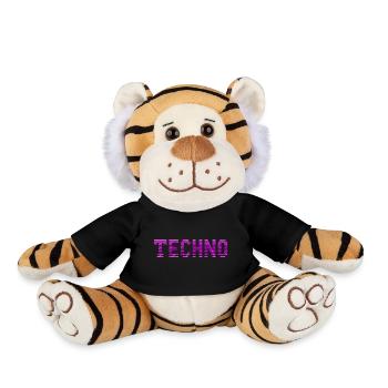 Techno Synthwave Raver Party Festival Shirt Grafik - Plüschtiger - Schwarz - Vorne