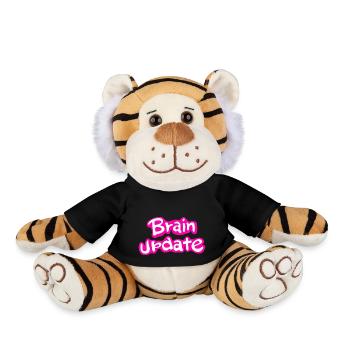 Brain Update Comic Font Pink. - Plush Tiger - black - Front