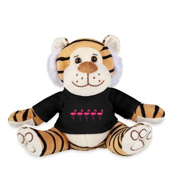 many team pattern row silhouette outline flamingo - Plush Tiger - black - Front