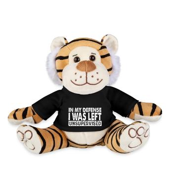 Lustiges T-Shirt Zu meiner Verteidigung wurde ich unbeaufsichtigt gelassen - Plüschtiger - Schwarz - Vorne