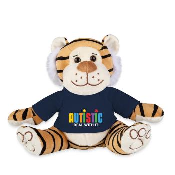 Autism Awareness Month - Plush Tiger - french navy - Front