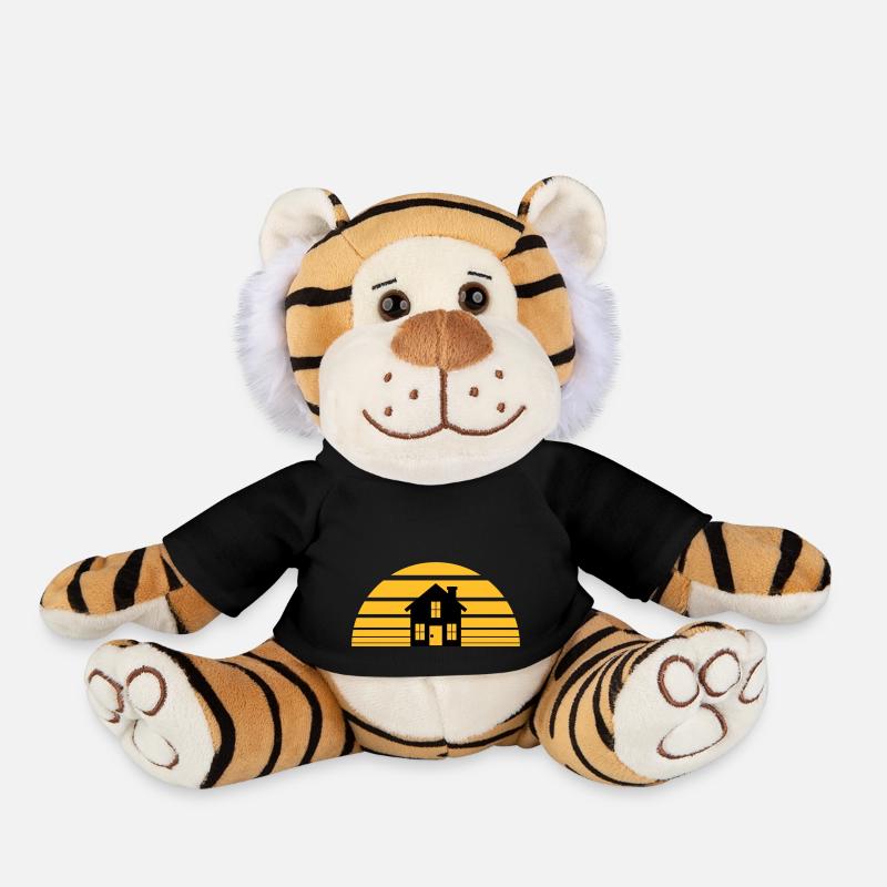soleil soir coucher de soleil des vacances demain - Peluche Tigre - noir