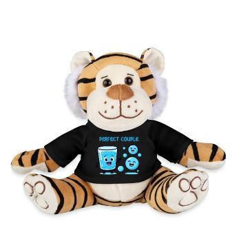 Perfect Couple Water and Bubbles Fun Cartoon - Plush Tiger - black - Front