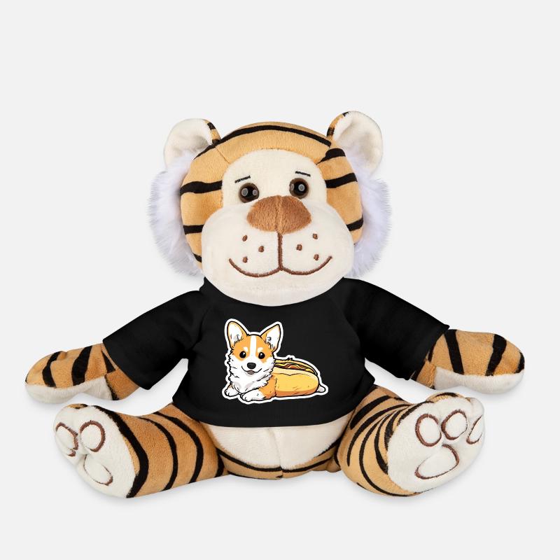 Cute Corgi Hot Dog Bun Sticker - Plush Tiger - black