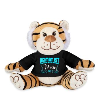 Home is where you also say Moin in the evening - saying - Plush Tiger - black - Front