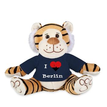 J’adore la silhouette du cœur de la tour de télévision de Berlin - Peluche Tigre - bleu marine - Devant