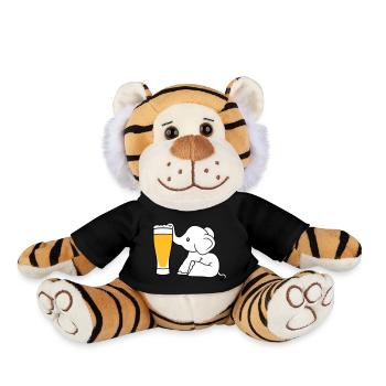 elephant beer suck alcohol drink thirst drunk - Plush Tiger - black - Front