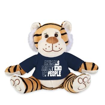 des dictons drôles citent une sensibilisation heureuse aux droits des animaux - Peluche Tigre - bleu marine - Devant